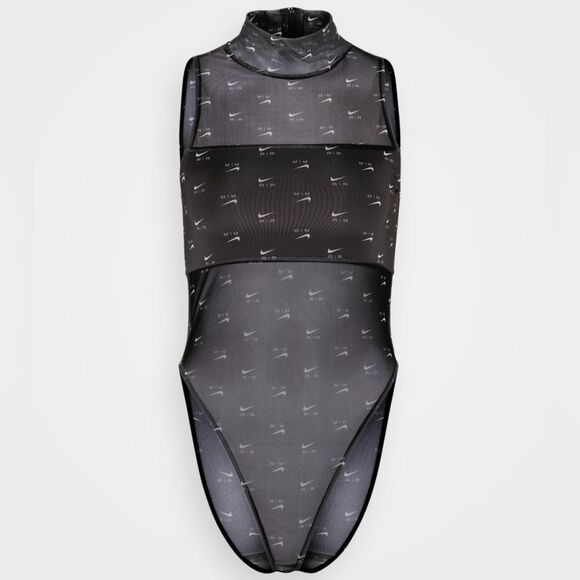 Nike Air Mock Neck All-Over Print Bodysuit Black Mesh Women’s Size M DV8243-010 - Picture 14 of 16